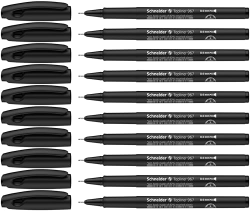 Schneider Topliner 967 Fineliner (Strichstärke 0,4 mm) 10 Stück schwarz