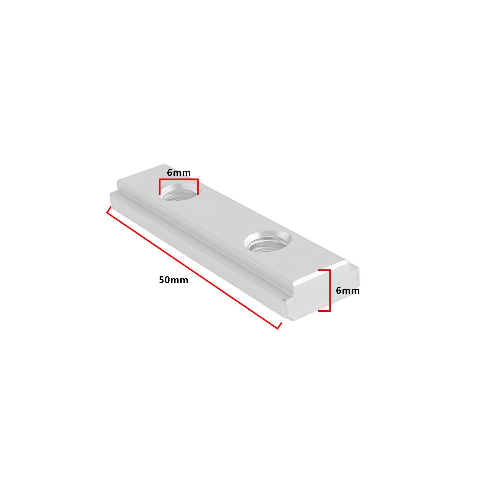 YINETTECH 4pcs T-Slot Nut M6 Double Groove Guide Rail Slider 50x6mm T-Slot Guide Rail Slider for Bench Saw Bench Drill Band Saw DIY Workbench Guide - Image 4