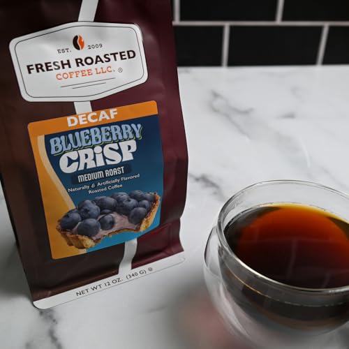 Image of Fresh Roasted Coffee, Decaf Blueberry Crisp Flavored Drip Ground Coffee, Medium Roast, Kosher, 12 oz