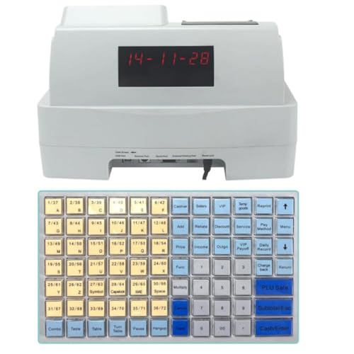 Registrierkasse für kleine Unternehmen, elektronisch mit Schublade, 81 Tasten für kleine Unternehmen, 8 Digitale LED-Anzeigen, ideal für den Einsatz im Einzelhandel und in der Gast