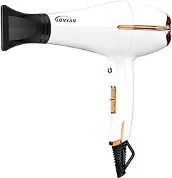Secador de Cabelo Profissional 220V 2200W 127V 3 velocidade do vento Níveis Ar quente e frio Turbo Alta Potência Rápido Secage Íons Negativo (Branco, 127V)