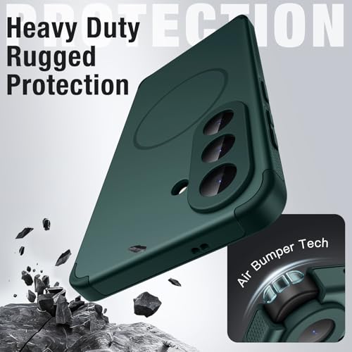 Image of JETech Magnetic Cover Case for Samsung Galaxy S26, Compatible with MagSafe, Dual-Layer Heavy Duty Shockproof Phone Cover, Camera Lens Full Protection, Anti-Scratch Hard PC Back (Midnight Green)