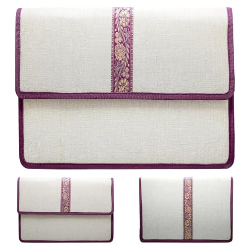 Image of Shuban Jute Document File Folder | Eco-Friendly A4 Size Envelope Folder with Velcro Closure | Multipurpose Certificate, Office, School & Travel Document Organizer (Style -1- Jute Folder- 1 Pcs)