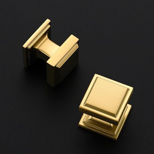 Image of Ravinte 30 Pack Gold Square Kitchen Cabinet Knobs,Zinc Solid Drawer Pulls,Farmouse Cabinet Handles for Cupboard, Closet, Dresser and Bathroom, Modern Cabinet Hardware for Cabinets