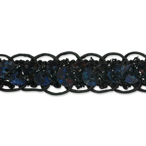 Expo International Inc. Sequin Braid Cord Trim, Black, 20 Yard
