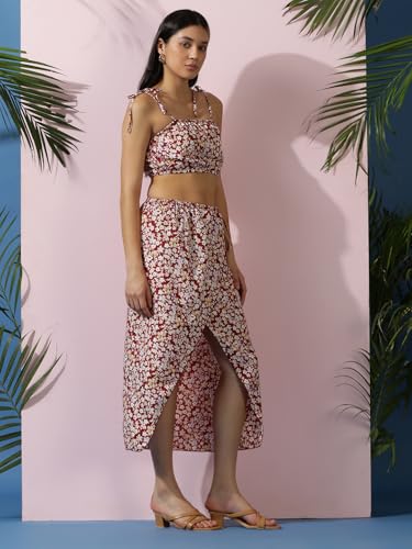 Image of KOTTY Women Cotton Blend Solid Co-Ord And Dress Set