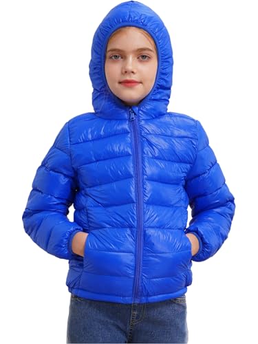 ACSUSS Kids Teens Winter Coat Puffer Jackets Boys Girls Long Sleeve Zip Up Hoodie Ultra Lightweight Down Coat
