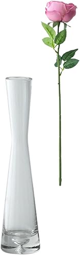 Miniatura 9 de Jarrón de cristal transparente con boca pequeña, cintura delgada, contenedor de flores de vidrio con un solo tallo para oficina, hogar, hotel,