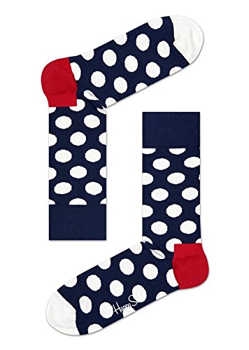 Happy Socks Men's 1 Pack Durable Unisex Combed Cotton Crew, Navy/Red/White, 10-13