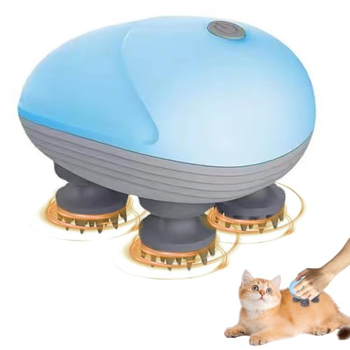 DAJASD Kopfmassagegerät Elektrisch, IPX7 Wasserdicht Katzen Massagegerät mit 4 Massageköpfen und 3 Massagemodi, Tragbares Kopfmassage für Entspannung & Tiefenmassagen, Auch für Katzen Hunde