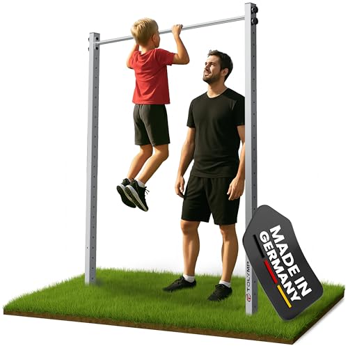 TOLYMP Reckstange Garten Outdoor Klimmzugstange freistehend. Turnreck aus V2A Edelstahl bis 150 kg belastbar. Reck Stange auch für Kinder, wetterfeste Turnstange höhenverstellbar TOLYMP Reckstange Garten Outdoor Klimmzugstange freistehend. Turnreck aus V2A Edelstahl bis 150 kg belastbar. Reck Stange auch für Kinder, wetterfeste Turnstange höhenverstellbar