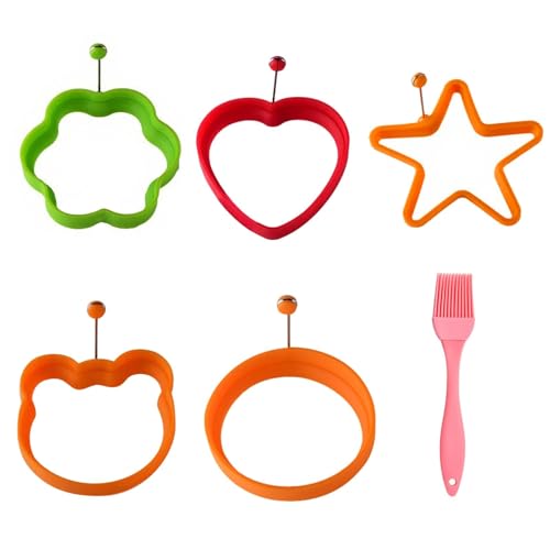 5 Kästchen Mit Kreis Und Pfannkuchenform Mit Öl-Frittierten Mischformen, 5 Formen, Pfannkuchen-Formen, Der Ring Der Frittierten Eier (Herz, Stern, Bär, Blümchen)​