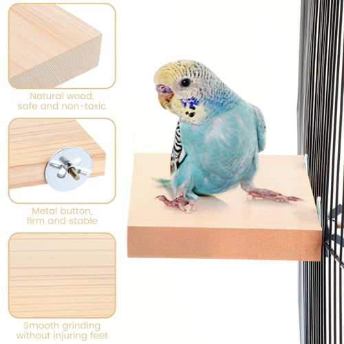 Image of Reginary 12 Pcs Wood Bird Platform Rectangle Wood Perch Stand Board Habitat Cage Corner Shelf with Washers Bird Paw Grinding Clean Accessories for Pet Budgie Parrot Cockatiels