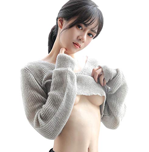 Women's Knitted Sweater Deep V Neck Long Sleeve...