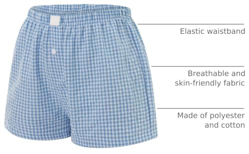 Image of Women Pajamas Shorts Micro Boxer Shorts Y2K Cute Gingham Sleep Lounge Shorts Checkered Plaid Button Pj Mini Shorts