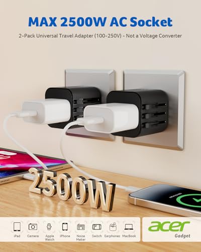 Acer US to Europe Plug Adapter, Universal Travel Adapter, International Power Adapter for - image 2