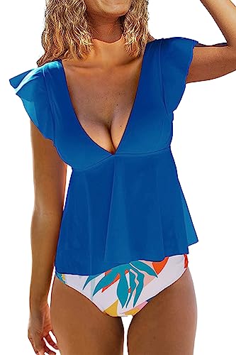 Tankini col en V Beachsissi : masquez le ventre avec élégance et volants