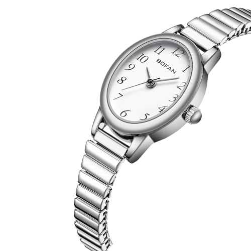 BOFAN Small Gold Watches for Women Easy Read Ladies Quartz Wrist Watches with Stainless Steel Expansion Band,Waterproof.