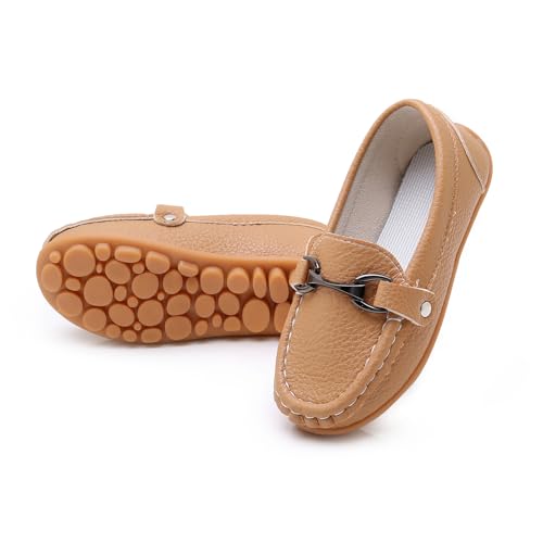 Image of SOFMUO Boys Girls Leather Loafers Slip-On Oxford Flats Boat Dress Schooling Daily Walking Shoes(Toddler /Little Kids)