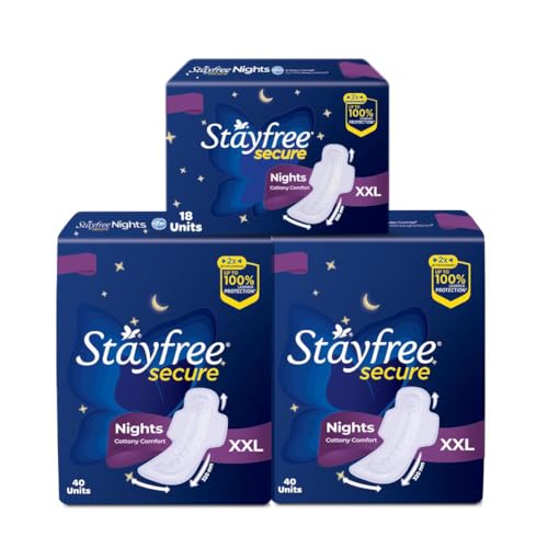 Stayfree Secure Night Sanitary Napkins for Women (98 Pads), Combo...