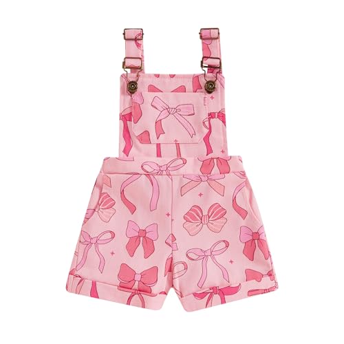 Ayalinggo Toddler Boy Girl Football Outfit Overalls Shorts Pocket Romper Jumpsuit Rugby Game Day Playsuit cute baby clothes (Pink, 18-24 Months)