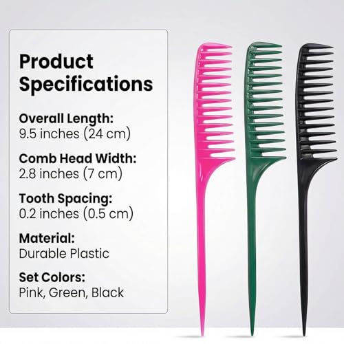 Peine de Dientes Anchos con Cola 3 Piezas miniatura 4