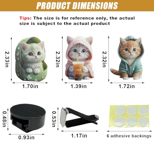 Image of 3PCS Cute Cat Car Air Vent Clips, 2D Flat Acrylic Cartoon Kitty Car Air Conditioner Outlet Clip, Auto Interior Decoration Accessories for Most Vehicles (Blue /Pink /Green)