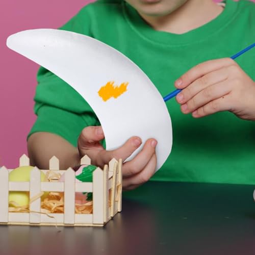 Cabilock 2 StüCk MondföRmige Polystyrolkugeln WeißE Bastelkugeln FüR Kreative Kinder Bastelprojekte Eid Mubarak Dekorationen DIY Handwerk Und PartyzubehöR