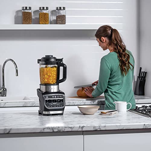 Ninja Blender & Soup Maker Cuiseur et mixeur à Soupe [HB150EU] Auto-iQ , Élément Chauffant intégré, Verseuse en verre, Facile à nettoyer, 1,7 L, 1 000 W, Noir