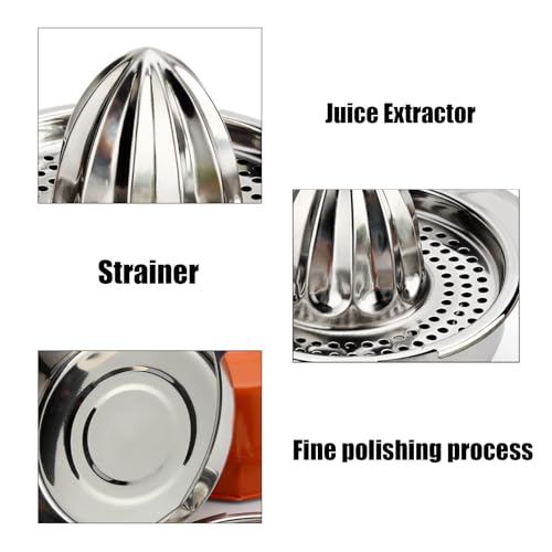 Vastsea Presse Agrumes Manuel, Presse Orange Manuel Inox, avec Récipient, Robuste Presse Citron Orange Pamplemousse Presse Fruits Extracteur de Jus, Lavable au Lave Vaisselle – Image 4