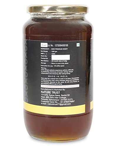 NATURE TRUST Sidr Honey Raw Honey 1200G- Unprocessed, Unfiltered, Unpasteurized Raw Honey Pure & Premium Himalayan & 1.2Kg Natural Ayurvedic Remedy For Weight Loss Cough And Digestive Disorders