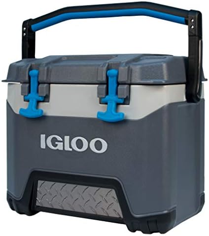 Igloo BMX 25 Quart Cooler with Cool Riser Technology, Fish Ruler, and Tie-Down Points - 11.29 Pounds - Carbonite Gray and Blue