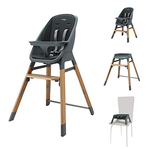 Chaise haute évolutive MADY 4 en 1 - design et confort - Migo (gris)
