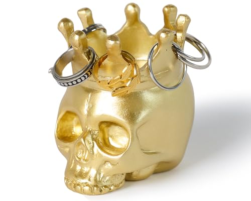 BOIHEGU Gold Skull Gothic Ring Jewelry Holder Tray Dish Organizer, Gothic Skull Enthusiasts Gifts