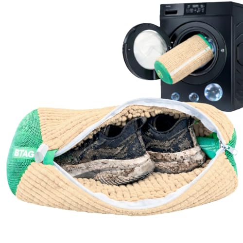 Image of Btag Reusable Shoe Laundry Bag for Washing Machine & Dryer | Plush Zippered Washing Pouch for Sneakers, Baby Items & Delicates (Beige) Pack of -1