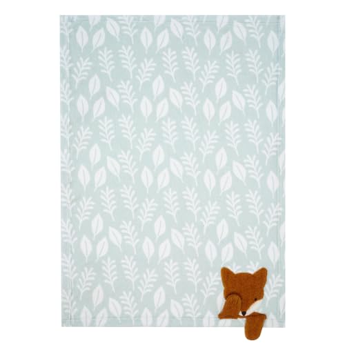 Image of Lambs & Ivy Little Whispering Woods Fox Soft Green Fleece Baby Blanket