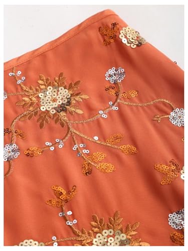 Milumia Women's Boho Floral Embroidery Sequin Mini Skirt Summer Vacation A Line Skirts3