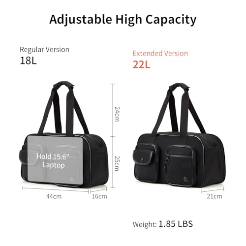 Aji Expandable Travel Duffel Bag, Elegant Black Duffle Bag for Travel with Wet Pocket, Carry on Weekender Bags for Men Women, Water Resistant Gym Duffel Bag Sport Bag2