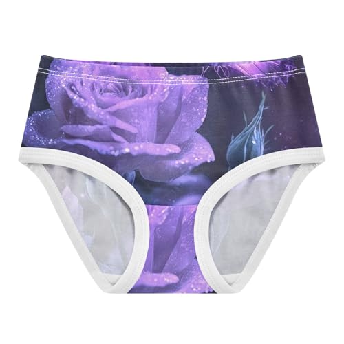 Purple Roses Butterflies Toddler Underwear Floral 2t Cotton Panties for Girl Artistic Kids Undies Briefs