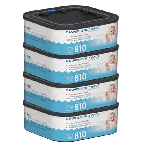 Image of Jumbo Square Refills Disposal Bags Refill Compatible with Diaper Genie Classic, Compact and Select Pails, Hold Up to 810 Newborn-Sized Diapers Per Refill, 4 Packs