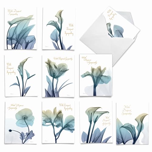 Cartes de condoléances assorties Blooming Expressions Am6221smg-b1 avec fleurs et enveloppes