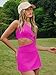 LAMISSCHE Womens Tennis Dress Built With Bra And Shorts Workout One Shoulder Mini Dress Athletic Cut Out Golf Dress(Hot Pink,XS)
