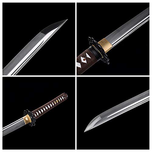 fengze Handmade Samurai Sword, 40 Inch Damascus Steel Ultra Sharp Fully Hand Forged Katana Sword for Real Battle, Full Tang, Clay Tempered (Knights of The Elves) - Thumbnail 2