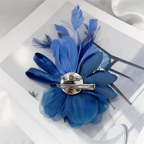 Image of Extra Large Flower Brooches for Women Lapel Pins Dainty Fabric Brooches Big Camellia Lady Flower Fascinator Hatpin Hair Clip for Wedding Prom Party Dance Banquet Ceremony Clothes Accessories Jewelry
