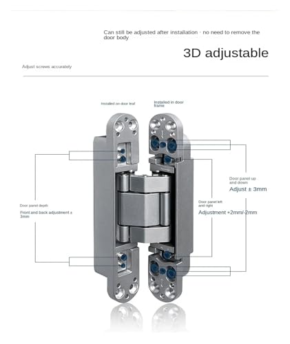 Charnière de porte invisible cachée réglable 3D pour porte bois - 5