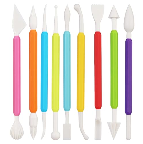 9-Piece Fondant Sculpting Tool Set - Plastic Cake Decorating Pens for Flower Modeling & Baking