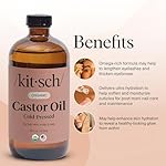 Kitsch Organic Castor Oil for Hair Growth - 100% Pure Castor Oil, Organic Cold Pressed Unrefined Glass Bottle for Face, Skin, Lashes, Brows, Scalp, Nails & Belly Button - Hexane Free, USDA - 16 oz - Image 4