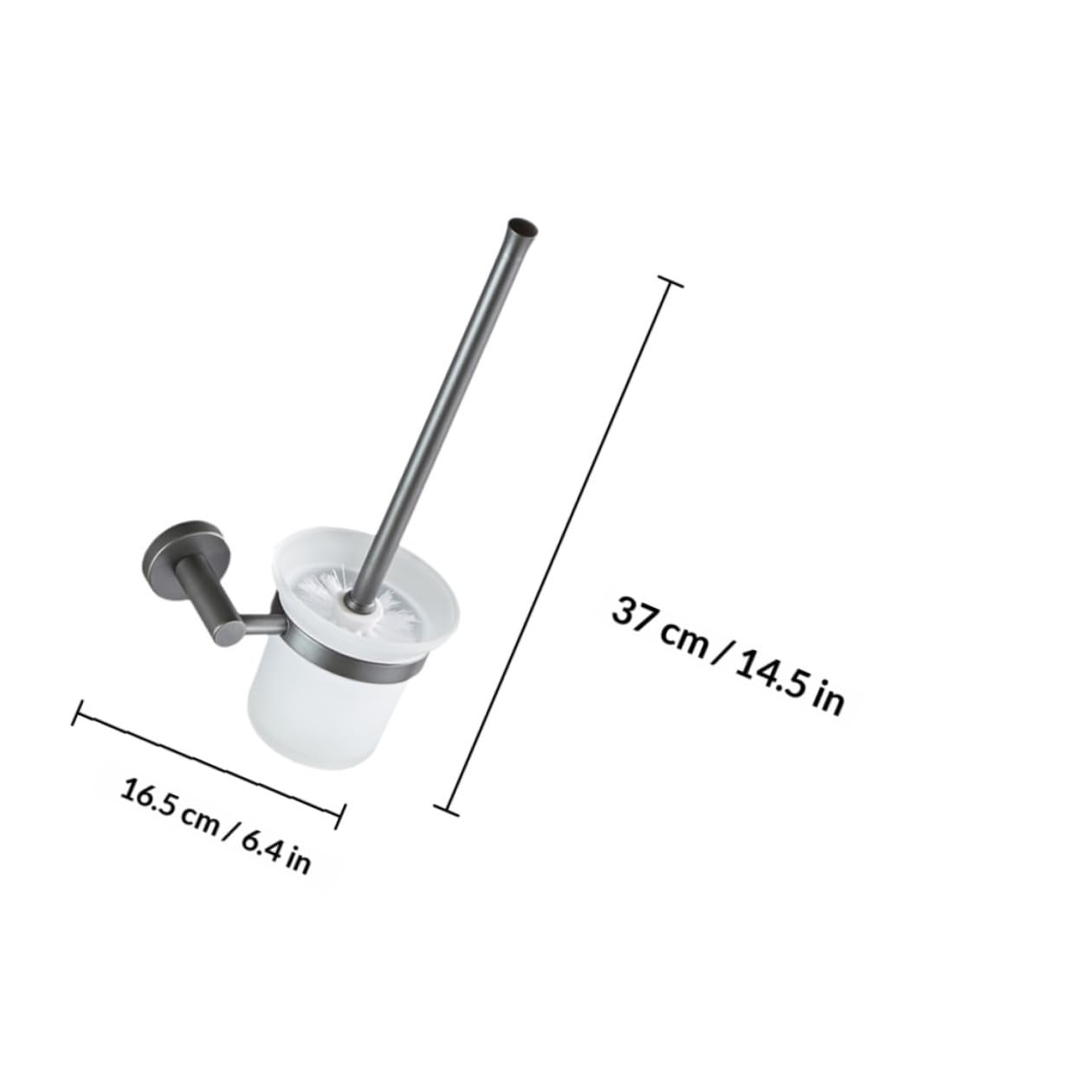 IMIKEYA Escobilla de Baño para Inodoro con Base Redonda de Vidrio Mate, Diseño Simple y Moderno, Fácil de Colgar en Pared, Adecuado para Limpieza Eficaz Caídas