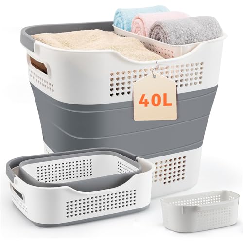Opiniones y reviews de Como hacer un cesto para ropa - solo los mejores. 41 Cesta para Ropa Sucia de Plastico,40L Canasta para ropa Sucia Plegable, Canastos para ROpa Lavanderia Con Cesta para Ropa Interior para Baños, Salas de Estar, Dormitorios,...