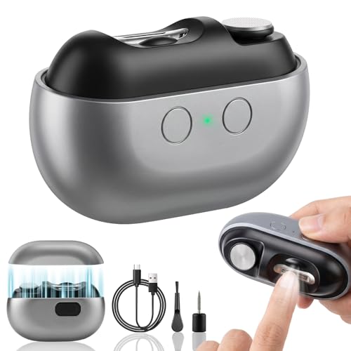 HRYYDS Electric Nail Clippers for Adults & Seniors 4-in-1 Rechargeable Nail Trimmer LED Light 2 Speeds Clipping Storage (Grey)